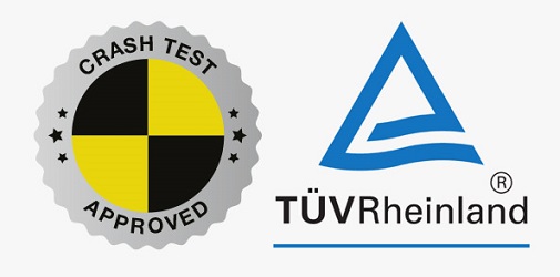 Crash test und TÜV Logo